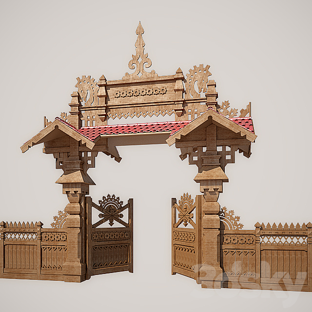 Wooden gates 3ds Max - thumbnail 1