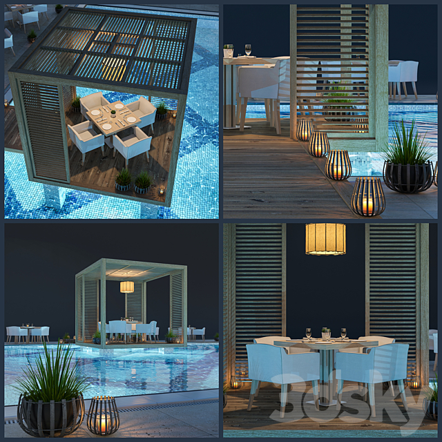 Wooden Gazebo And Swimming Pool # 3 3ds Max - thumbnail 2