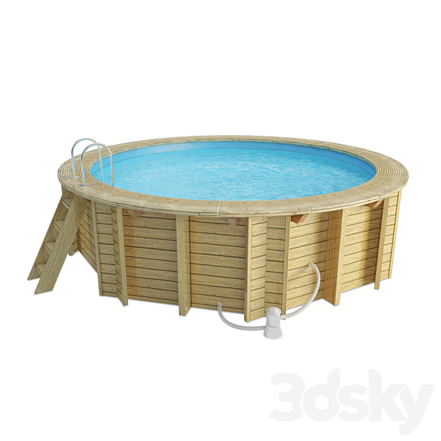 Wooden Round Swimming Pool 3ds Max - thumbnail 1