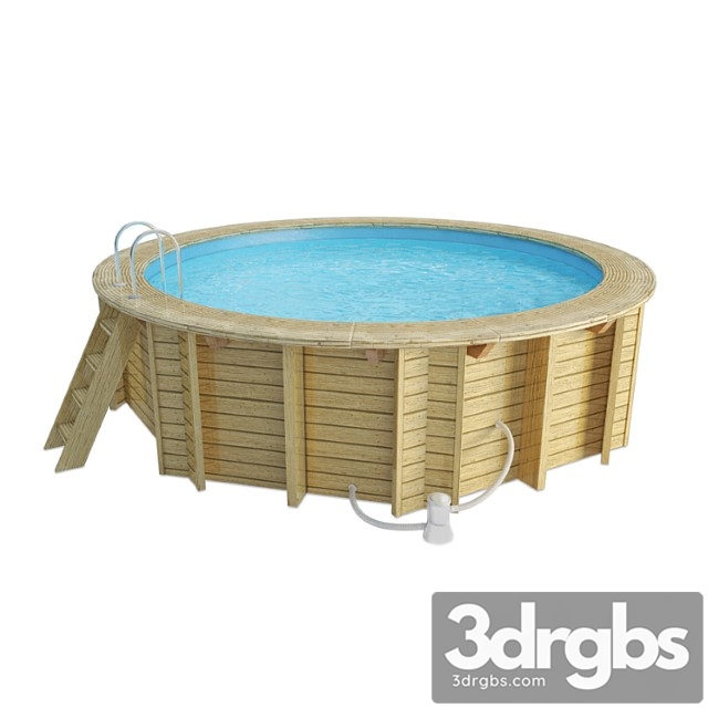 Wooden Round Swimming Pool 3dsmax Download - thumbnail 1