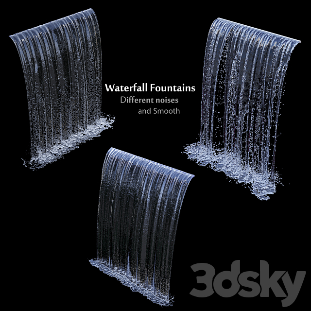 3 types of waterfall Fountains cascade in different sizes 3DS Max Model - thumbnail 2