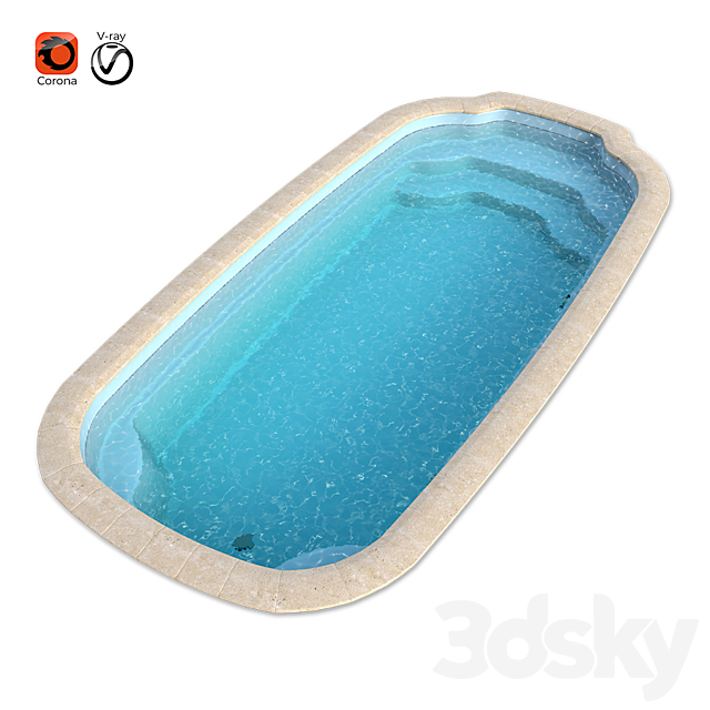 3D Composite pool Basin Atlantic Premium 3DS Max Model - thumbnail 3