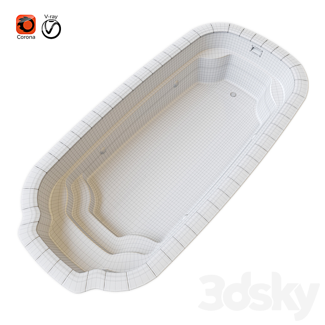 3D Composite pool Basin Atlantic Premium 3DS Max Model - thumbnail 4