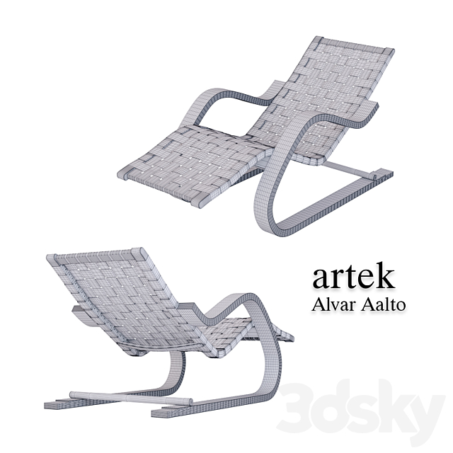 Alvar Aalto Lounge Chair 43 3DS Max Model - thumbnail 3