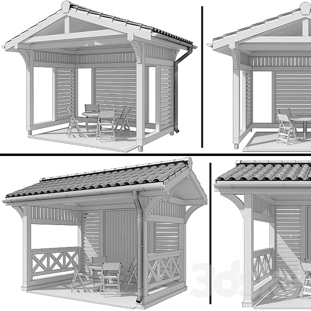 Arbor in a modern style (2 options) 3DS Max Model - thumbnail 3