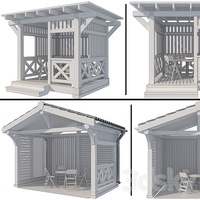 Arbor in a modern style (2 options) 3DS Max Model - thumbnail 3