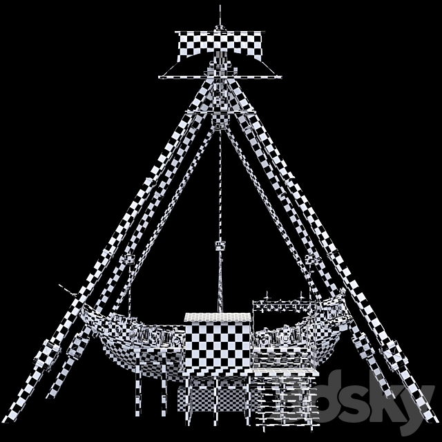 Attraction Pirate ship 3DS Max Model - thumbnail 3