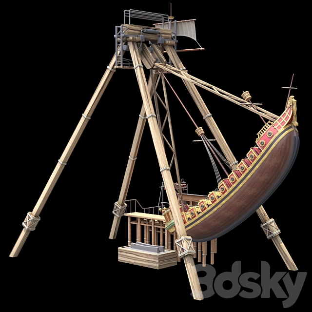 Attraction Pirate ship 3DS Max Model - thumbnail 5