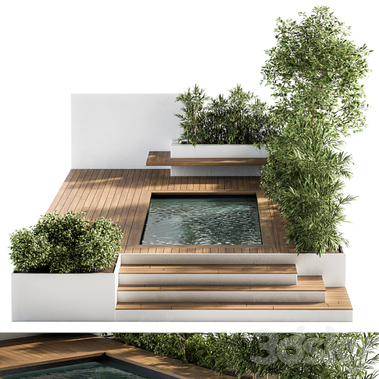 Backyard and Landscape Furniture with Pool 01 3DS Max - thumbnail 1