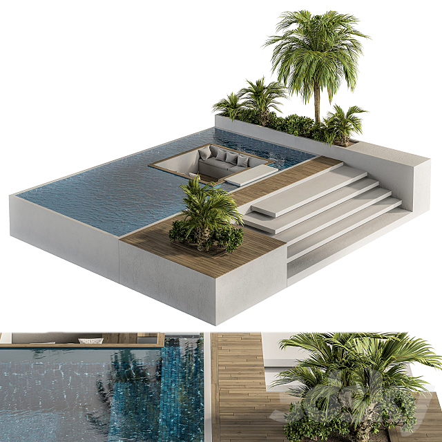 Backyard and Landscape Furniture with Pool 02 3DS Max Model - thumbnail 2