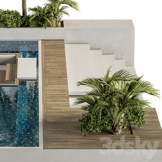 Backyard and Landscape Furniture with Pool 02 3DS Max Model - thumbnail 5