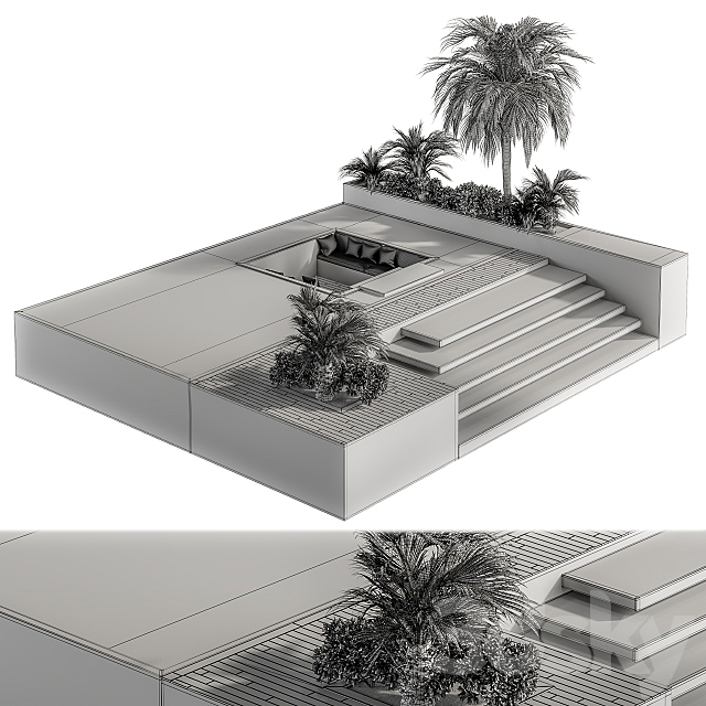 Backyard and Landscape Furniture with Pool 02 3DS Max Model - thumbnail 6