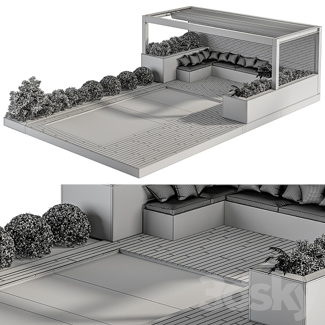 Backyard and Landscape Furniture with Pool 03 3DS Max Model - thumbnail 5