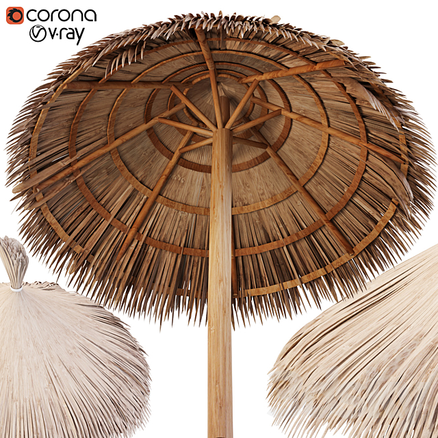 Bamboo Umbrella with Banana Leaf N2 3DS Max Model - thumbnail 4