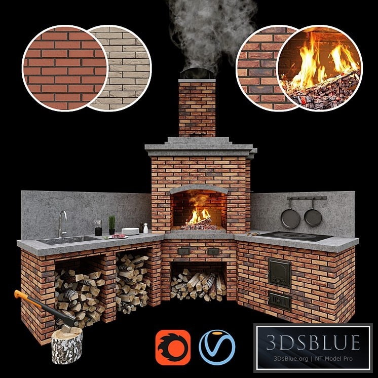 Barbecue oven 2 \/ Brick BBQ 2 3DS Max - thumbnail 3