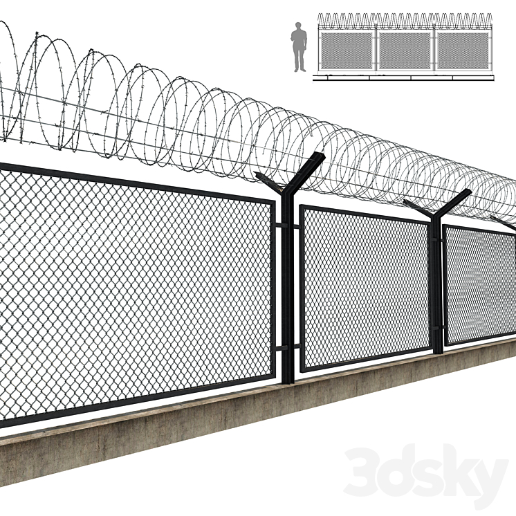 Barbed wire fence 3DS Max - thumbnail 1