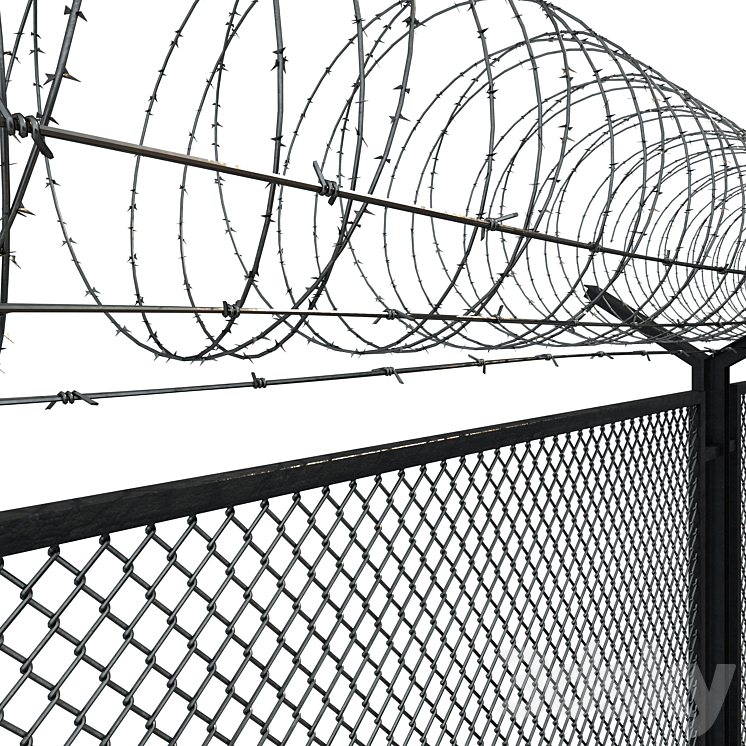 Barbed wire fence 3DS Max - thumbnail 2