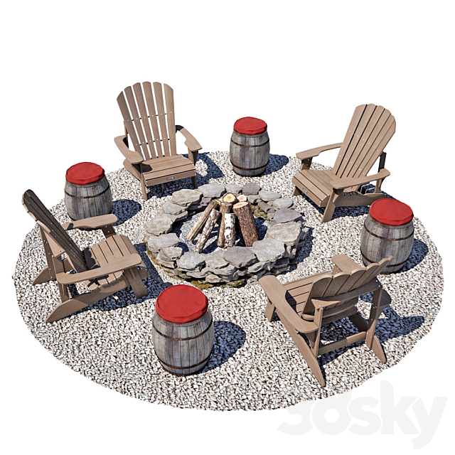 Bonfire area 3DS Max Model - thumbnail 2