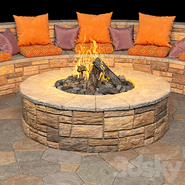 Campfire place 3DS Max Model - thumbnail 2