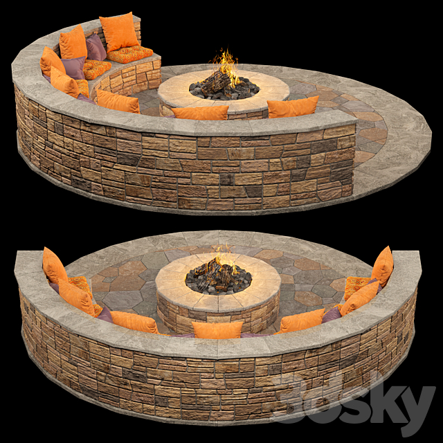 Campfire place 3DS Max Model - thumbnail 3