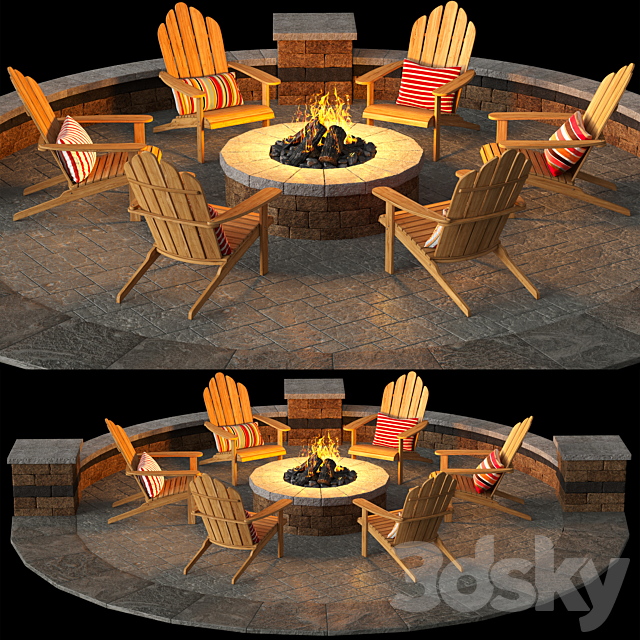 Campfire place 4 3DS Max Model - thumbnail 2