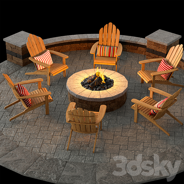 Campfire place 4 3DS Max Model - thumbnail 4