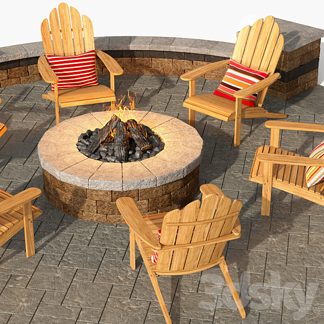 Campfire place 4 3DS Max Model - thumbnail 5