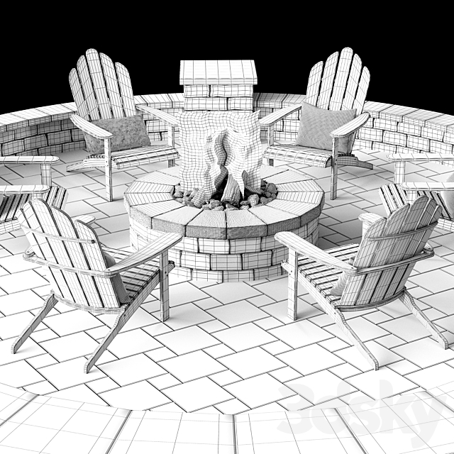 Campfire place 4 3DS Max Model - thumbnail 6