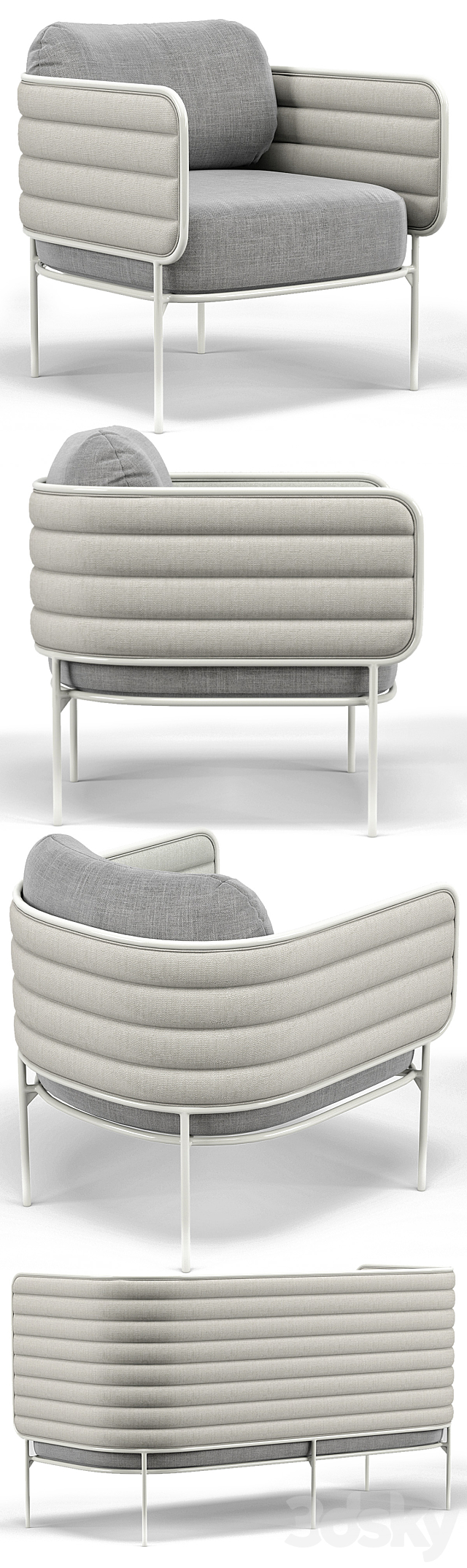 Capsule Outdoor Settee And Lounge Chair 3DS Max Model - thumbnail 2