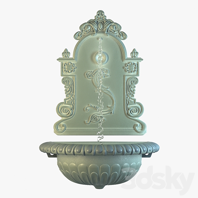 Cast iron wall mounted drinking fountain 3DS Max Model - thumbnail 2