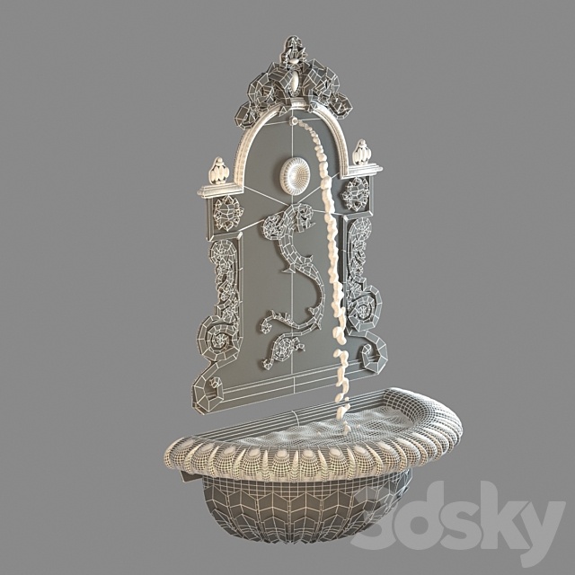 Cast iron wall mounted drinking fountain 3DS Max Model - thumbnail 3