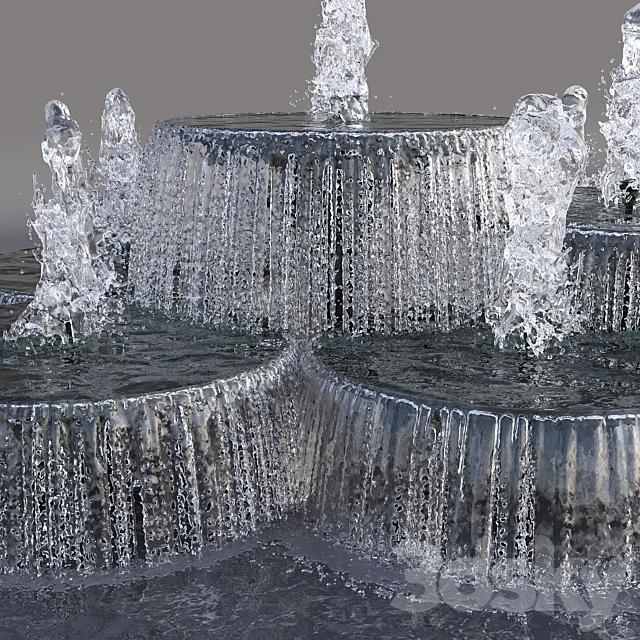 Circular Pond with Fountains 3DS Max Model - thumbnail 2