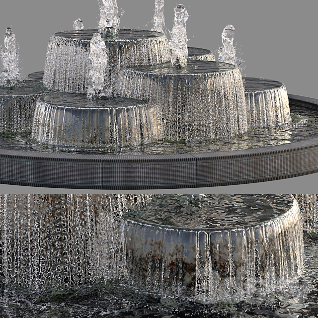 Circular Pond with Fountains 3DS Max Model - thumbnail 3