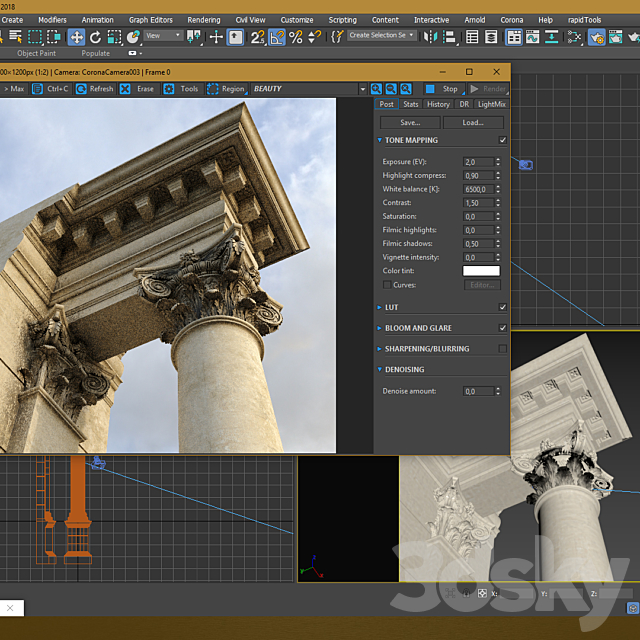 Composite Order Palladio Column 3DS Max Model - thumbnail 4