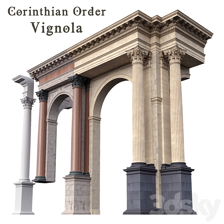 Corinthian Order Vignola Column 3DS Max - thumbnail 1