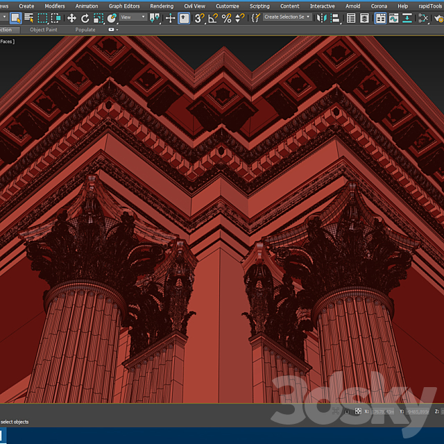 Corinthian Order Vignola Column 3DS Max Model - thumbnail 5