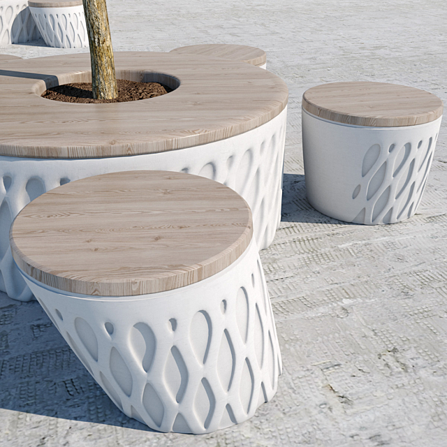 Designer benches for parks 3DS Max Model - thumbnail 2