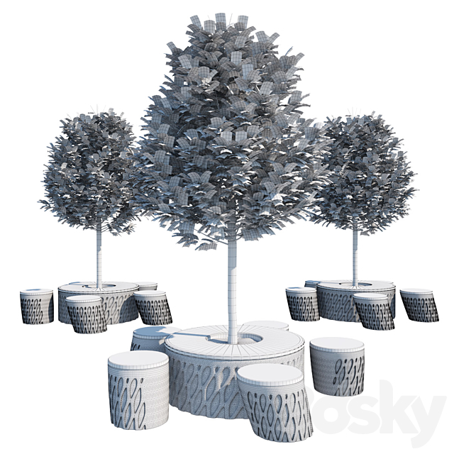 Designer benches for parks 3DS Max Model - thumbnail 3