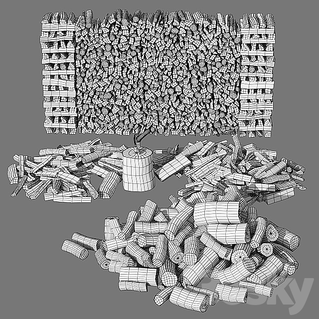 Firewood | wood pile | ax 3DS Max Model - thumbnail 3