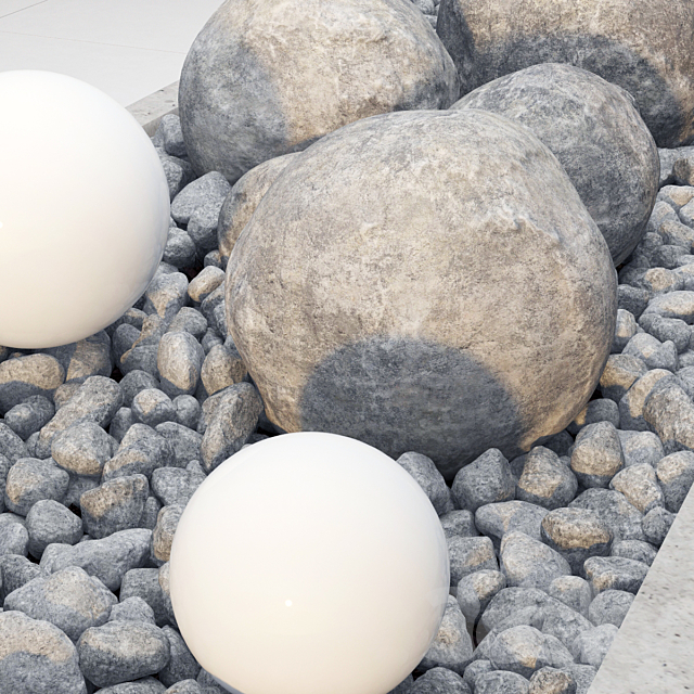 Flower bad stone wite pebble 3DS Max Model - thumbnail 2