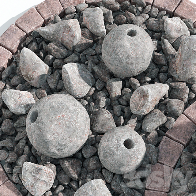 Flowerbad stone decor No. 3 _ Flowerbed with stone decor 3DS Max Model - thumbnail 2