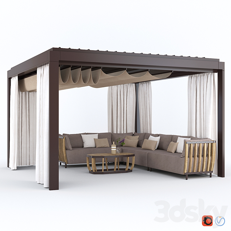 Garden Arbor with sofa Eivissa Ethimo 3DS Max - thumbnail 1