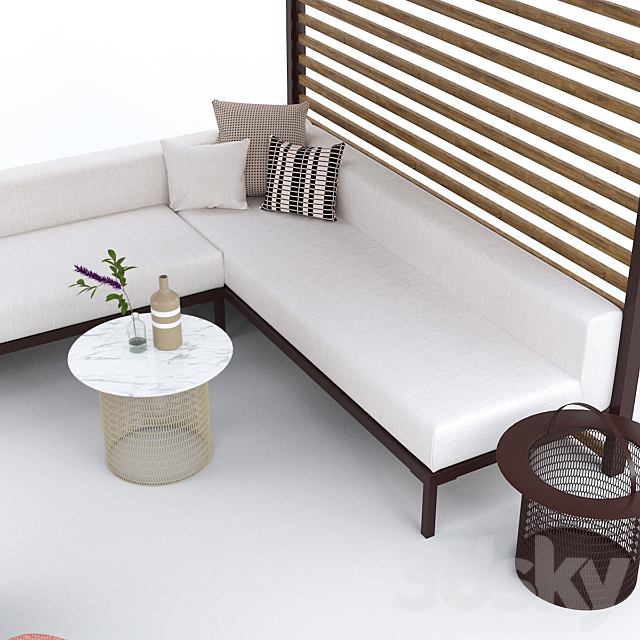 Garden arbor with sofa Kettal Pavilion Gazebo 3DS Max Model - thumbnail 2