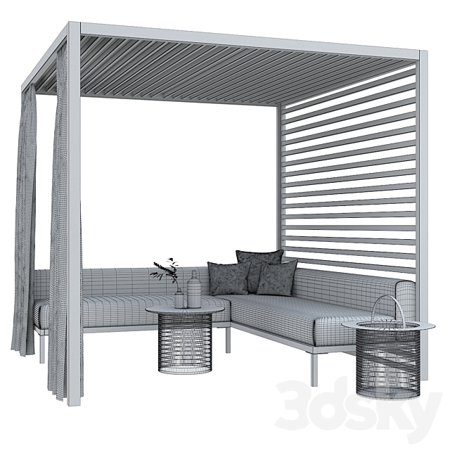 Garden arbor with sofa Kettal Pavilion Gazebo 3DS Max Model - thumbnail 3