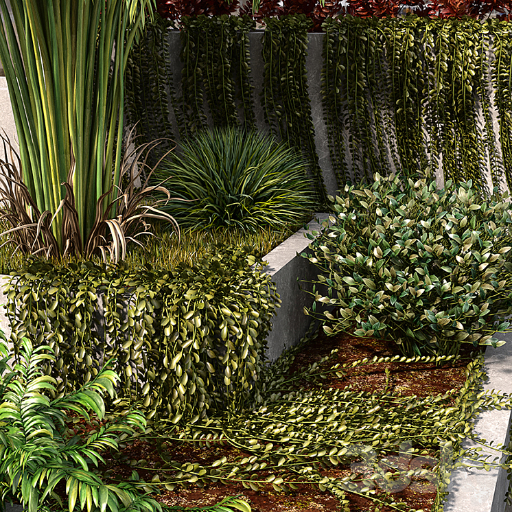 Garden Set with water fountain 3DS Max - thumbnail 2