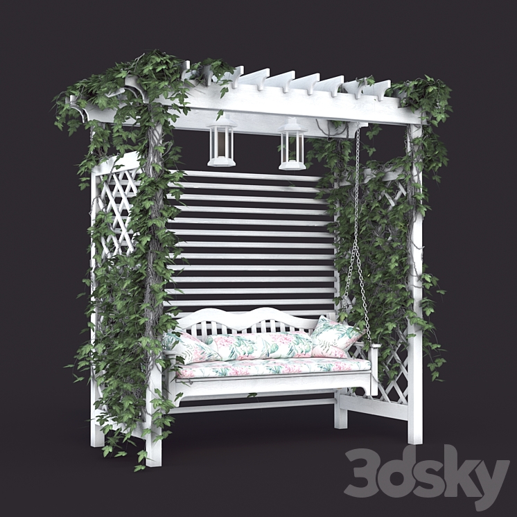 Garden swing in the style of Provence white 3DS Max - thumbnail 1