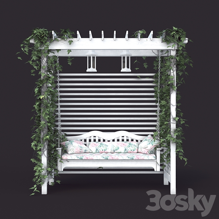 Garden swing in the style of Provence white 3DS Max - thumbnail 2