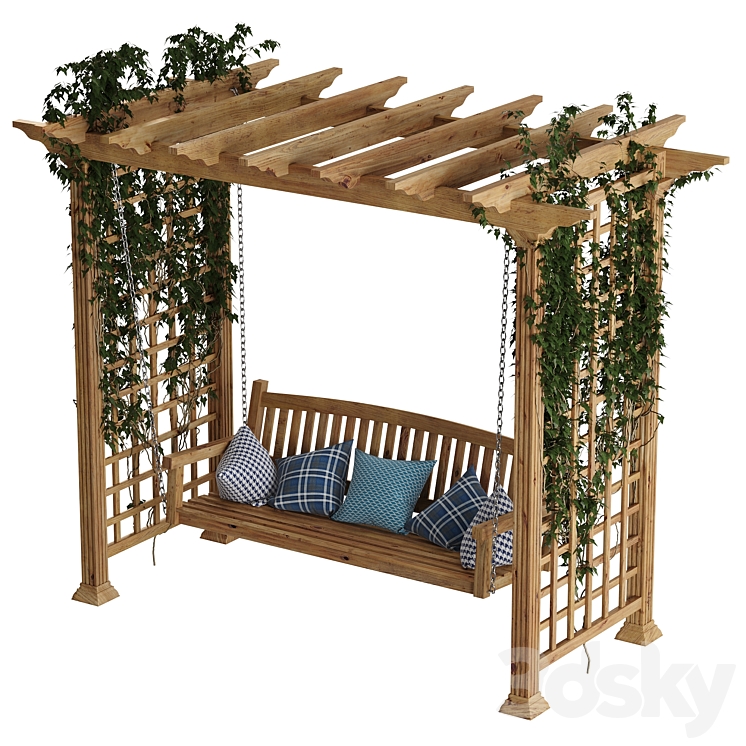 Garden swing pergola 3DS Max - thumbnail 1