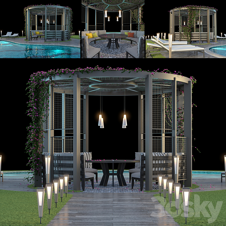 Gazebo and Swimming Pool # 6 3DS Max - thumbnail 1