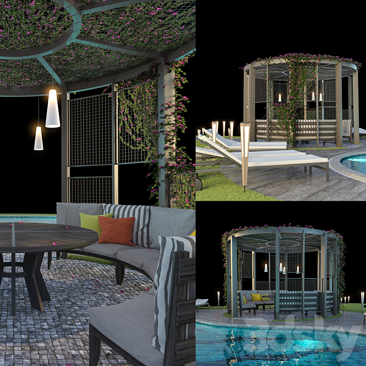 Gazebo and Swimming Pool # 6 3DS Max - thumbnail 2